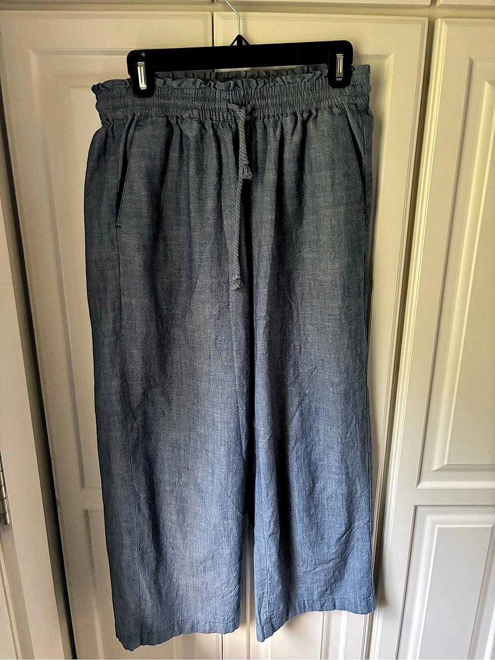 J.Crew Chambray Drawstring Pant Wide Leg Pants Blue Size 8